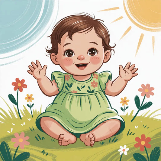 BabyEmpire, babymeisje, zomerjurkje, groene bloemenprint, cozy, fashion, baby outfit, zomeroutfit, ademend katoen, comfortabele babykleding, schattig baby jurkje, baby zomer mode