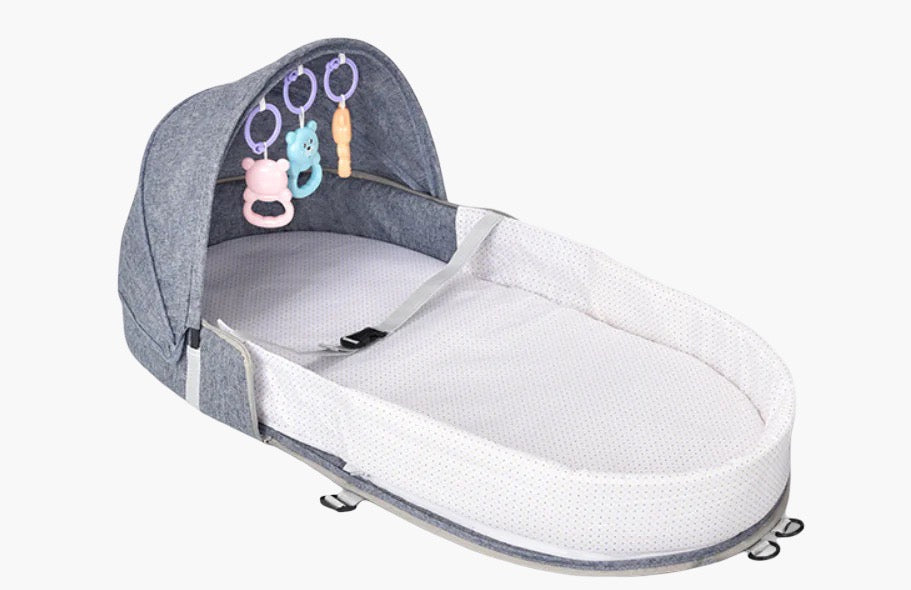 Draagbaar Reisbedje voor Baby’s – Comfortabel en Veilig Babybedje voor Onderweg BabyEmpire grijs