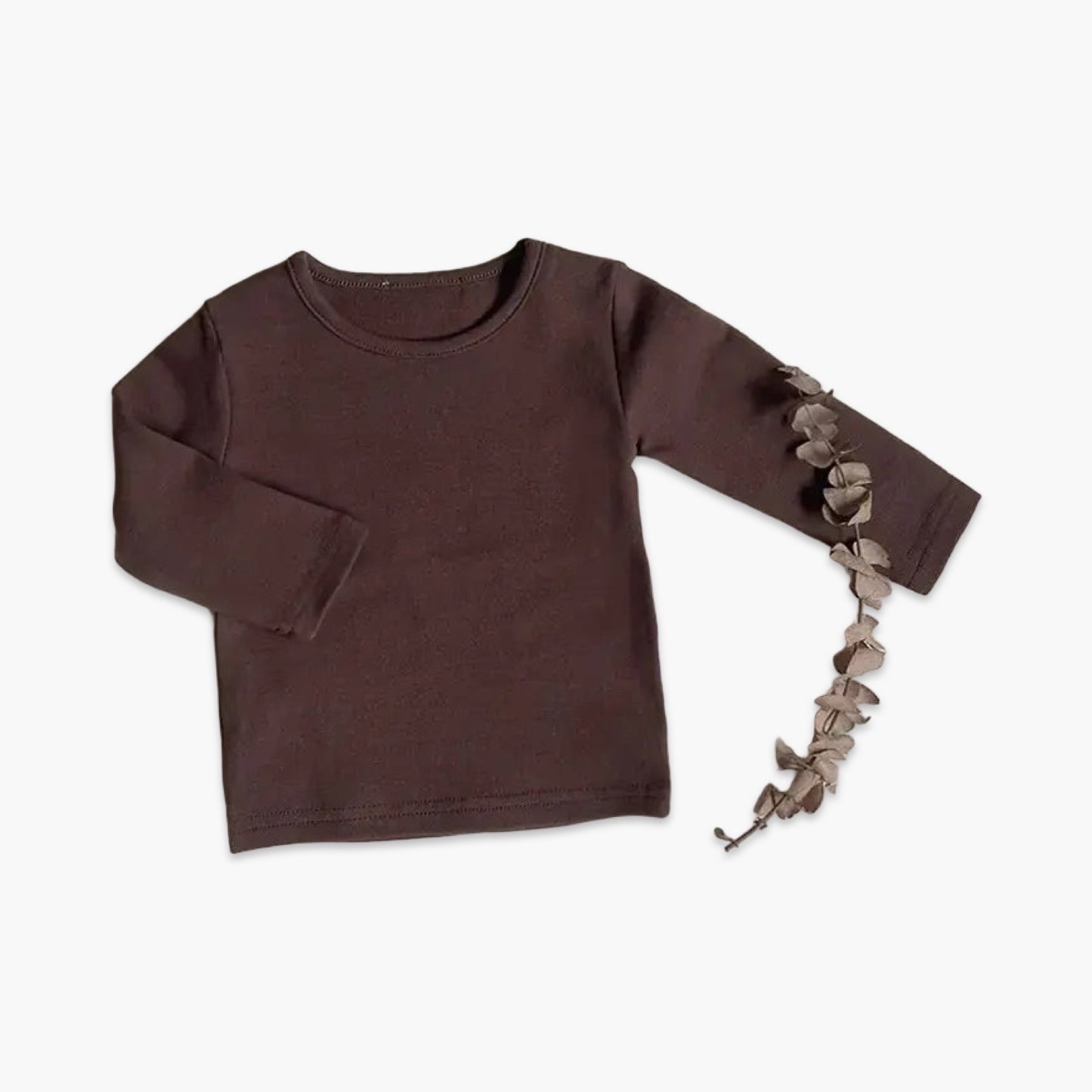 Shirt - Ronde Hals - Effen Kleuren bruin