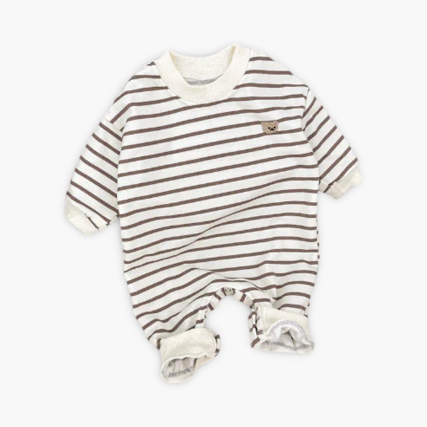 Gestreepte Teddy Baby Romper met Lange Mouwen (Onesie) BabyEmpire