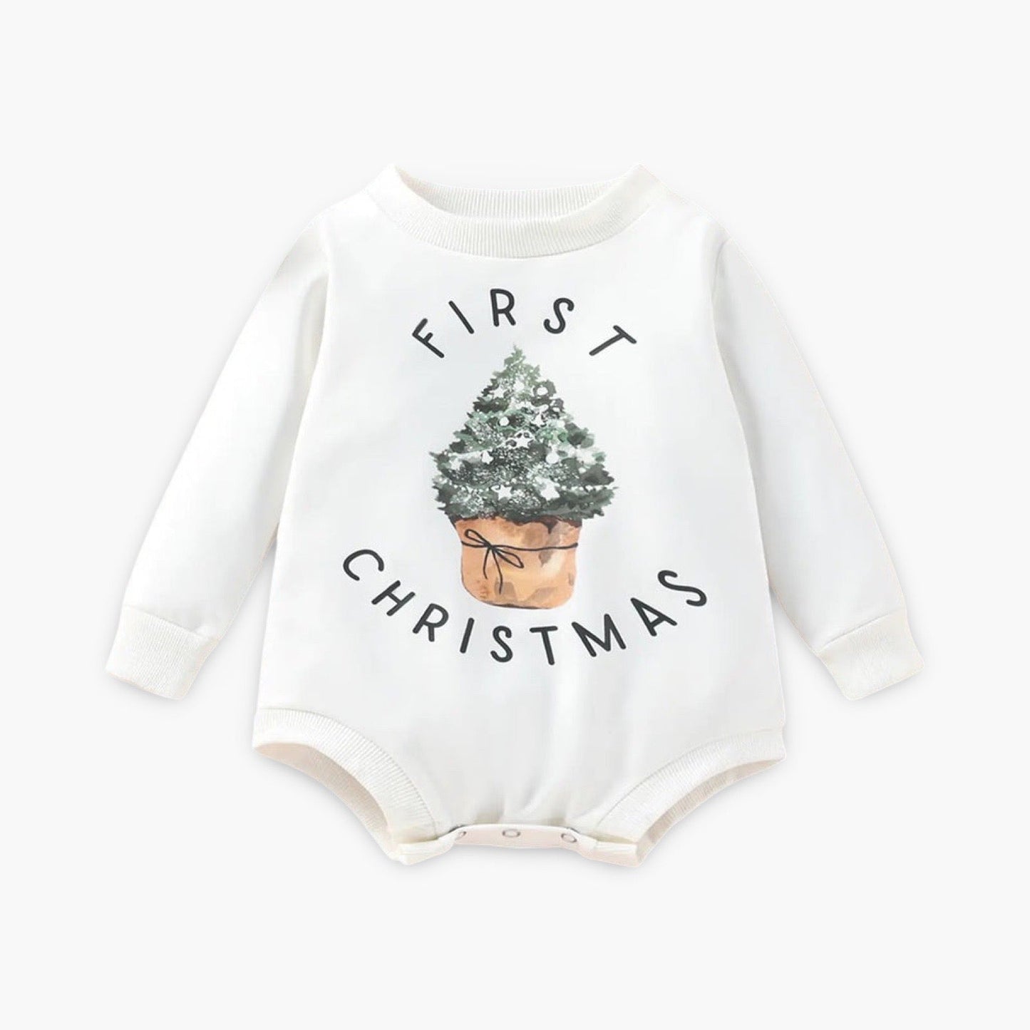 Unisex Romper met Lange Mouwen – Baby’s Eerste Kerst