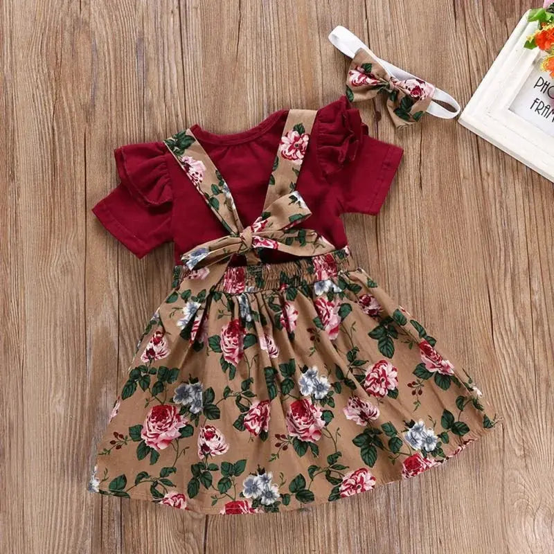 BabyEmpire Bloemenprint Jurk, Romper en Haarband - BabyEmpire