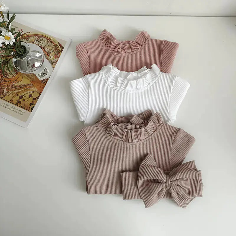 Geribbelde romper in bruin, roze en wit, stijlvol en ademend
