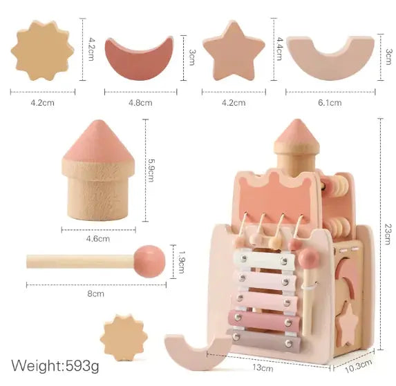 Montessori Houten Kasteel Blokken – Multifunctioneel Baby Puzzelspel, Educatief Speelgoed voor Vroege Ontwikkeling, BabyEmpire