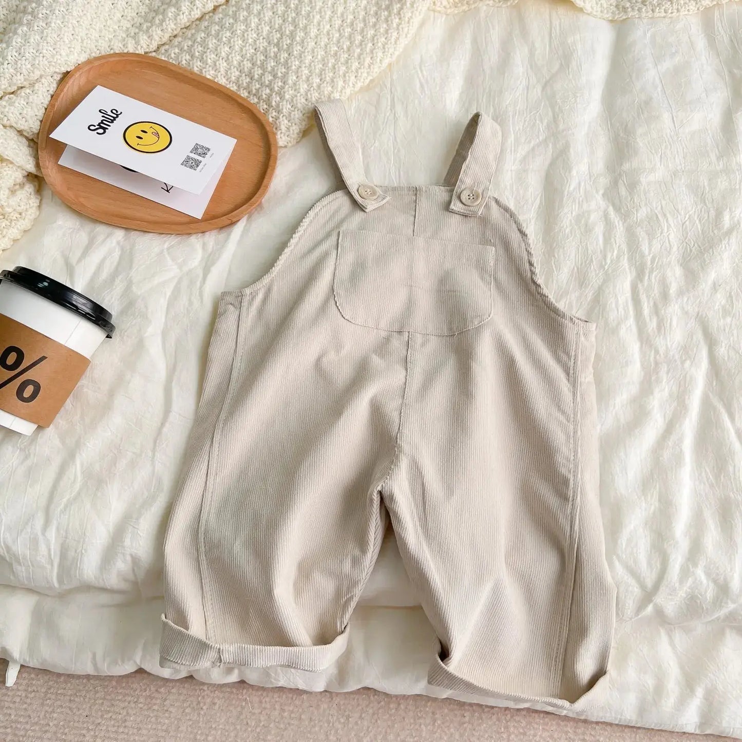 Peuter Geruite Fluwelen Tuigbroek beige - BabyEmpire