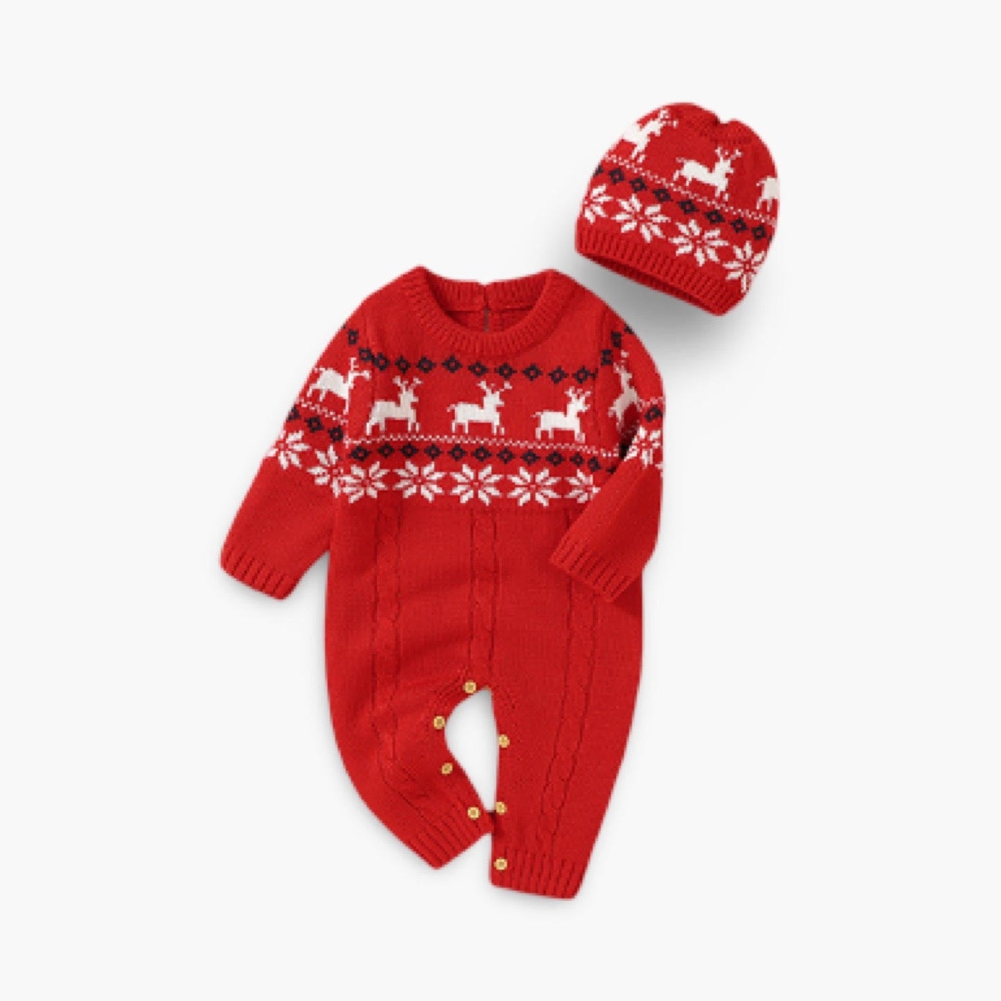 Gebreide Baby Kerst Romper met Muts (Onesie) BabyEmpire