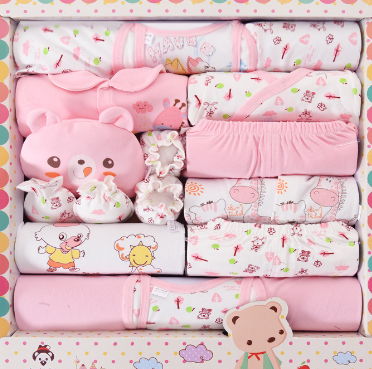 Luxe Kraam Cadeau Box - 18 Stuks Katoenen Baby kleertjes BabyEmpire roze