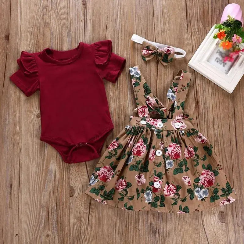 BabyEmpire Bloemenprint Jurk, Romper en Haarband - BabyEmpire