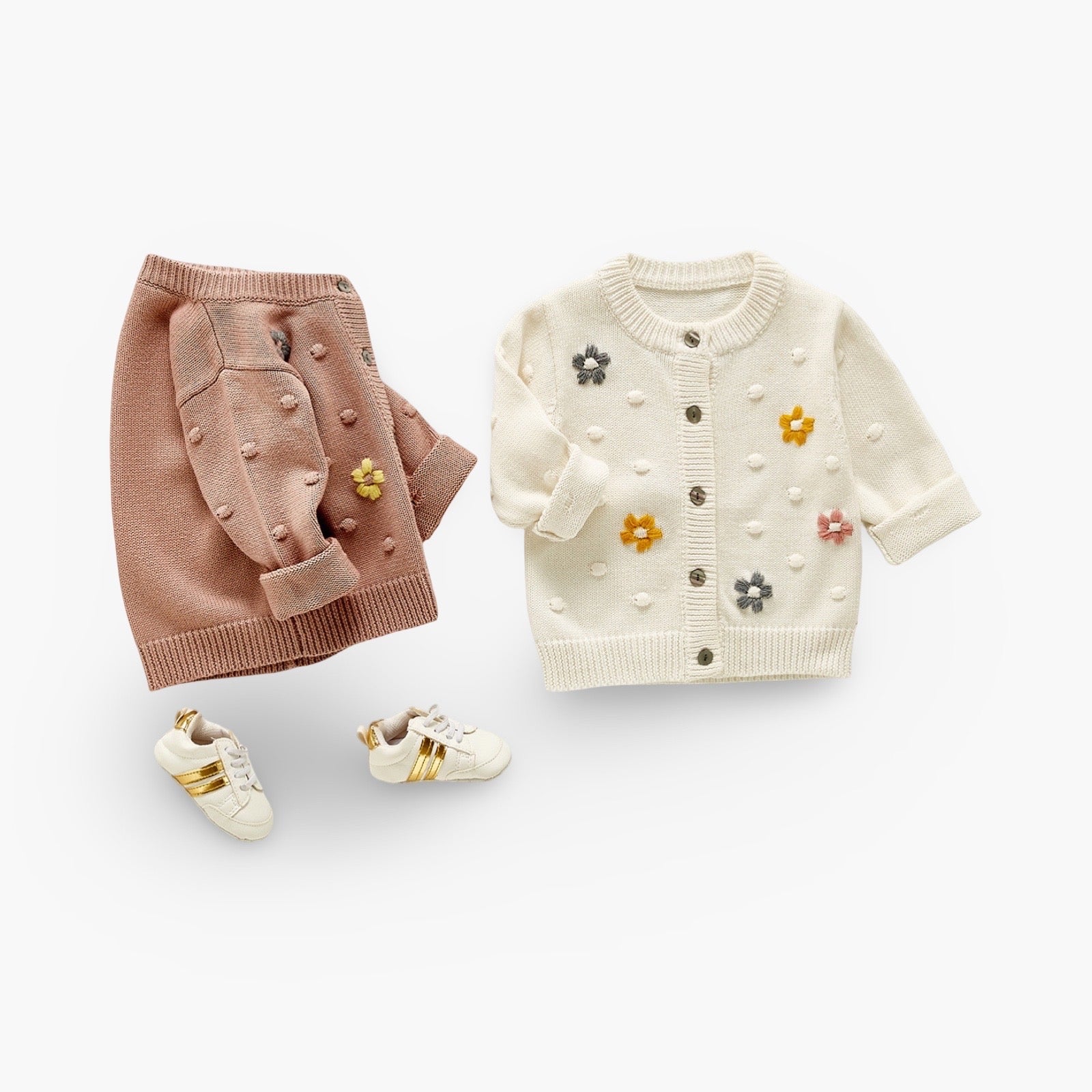 Gebreid Katoenen Baby Vest - Bloemetjes BabyEmpire