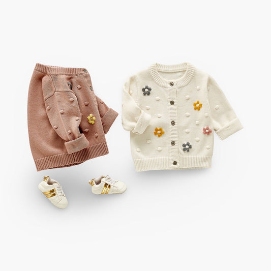 Gebreid Katoenen Baby Vest - Bloemetjes BabyEmpire