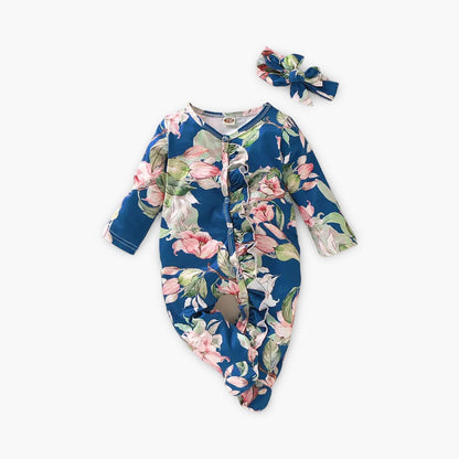 Jumpsuit Bloemen Print - Milk Silk koningsblauw