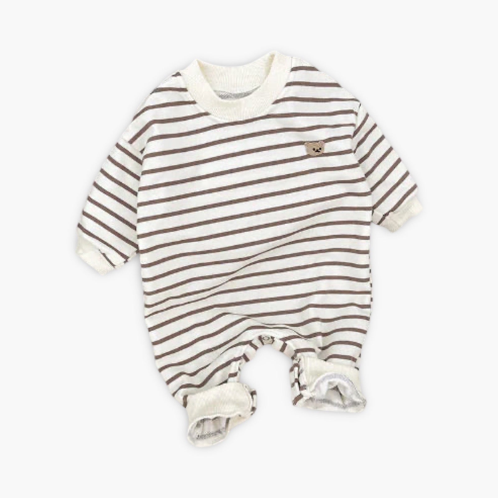 Gestreepte Teddy Baby Romper met Lange Mouwen (Onesie) BabyEmpire