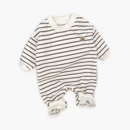 Gestreepte Teddy Baby Romper met Lange Mouwen (Onesie) BabyEmpire