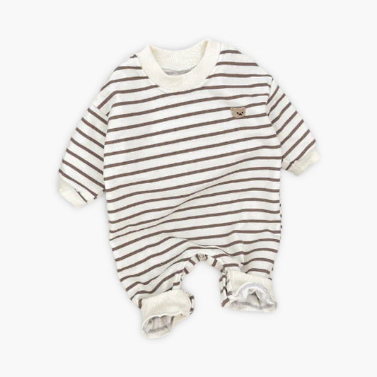 Gestreepte Teddy Baby Romper met Lange Mouwen (Onesie) BabyEmpire
