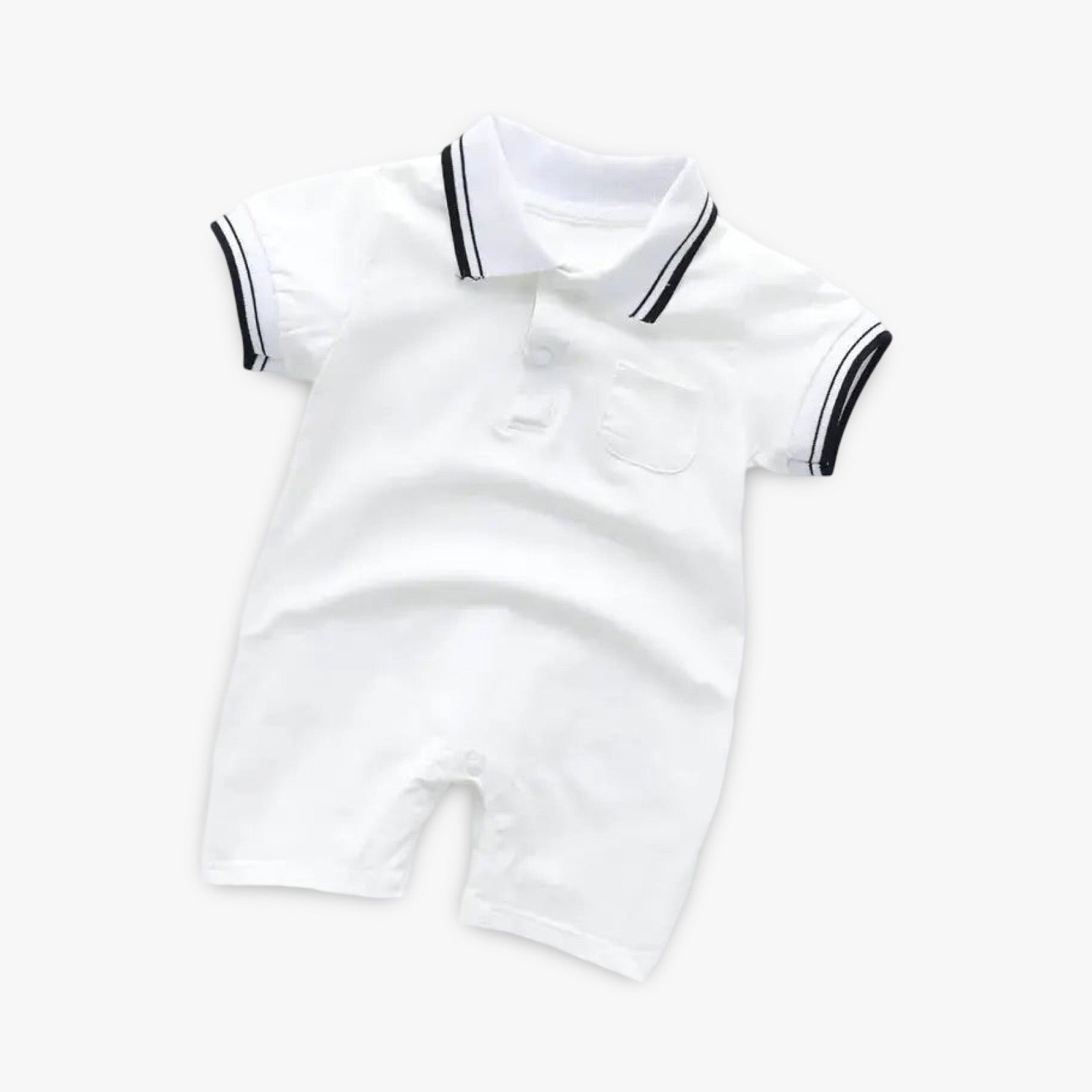 Jumpsuit met Polo-Kraag wit