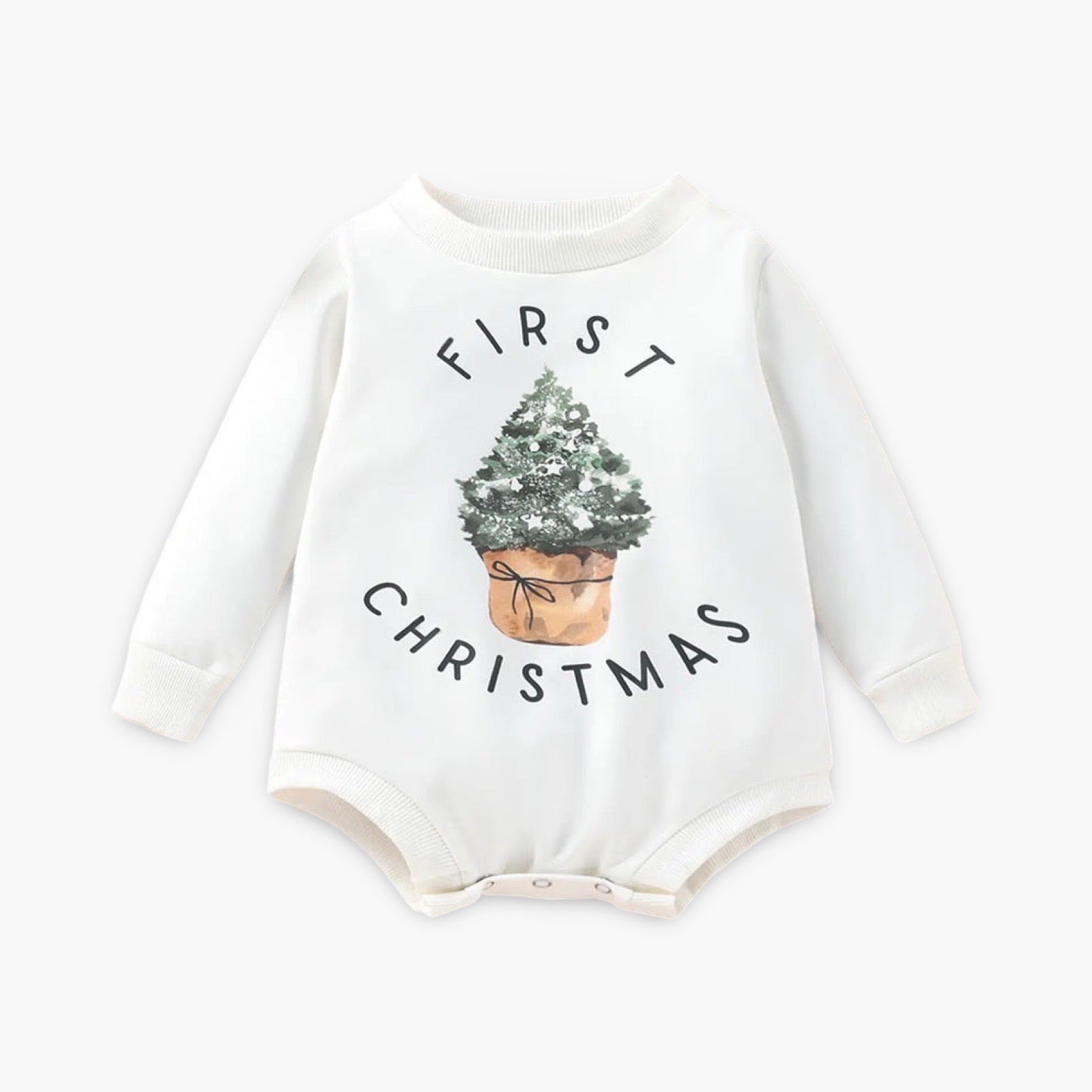 Unisex Romper met Lange Mouwen – Baby’s Eerste Kerst
