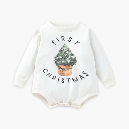 Unisex Romper met Lange Mouwen – Baby’s Eerste Kerst