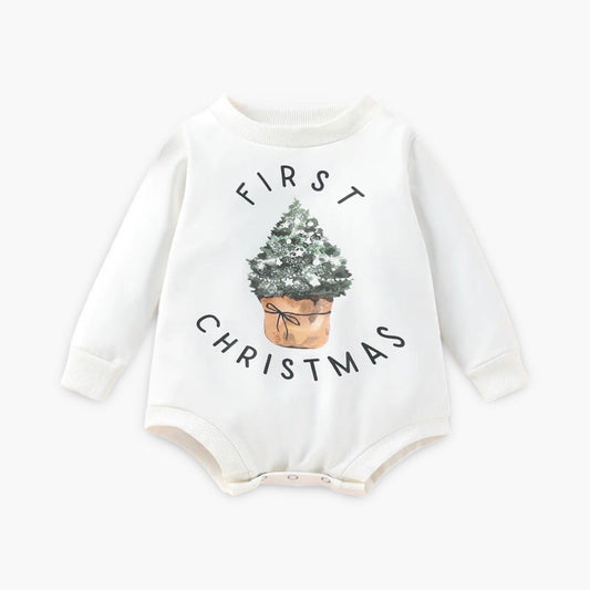 Unisex Romper met Lange Mouwen – Baby’s Eerste Kerst