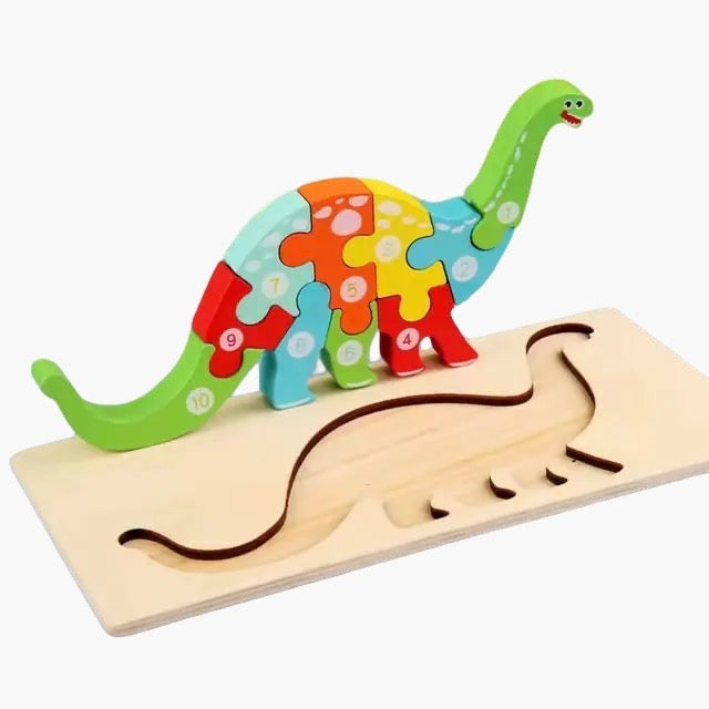 Houten 3D Dieren puzzel - dino BabyEmpire
