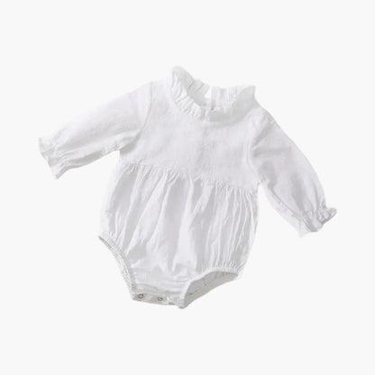 Baby Jumpsuit -Lange Mouwen - Effen Kleur wit