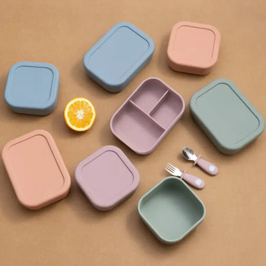 Siliconen Baby Voedingsset: Lekvrije, Magnetronbestendige Kom & Bord met Lunchbox Ontwerp BabyEmpire