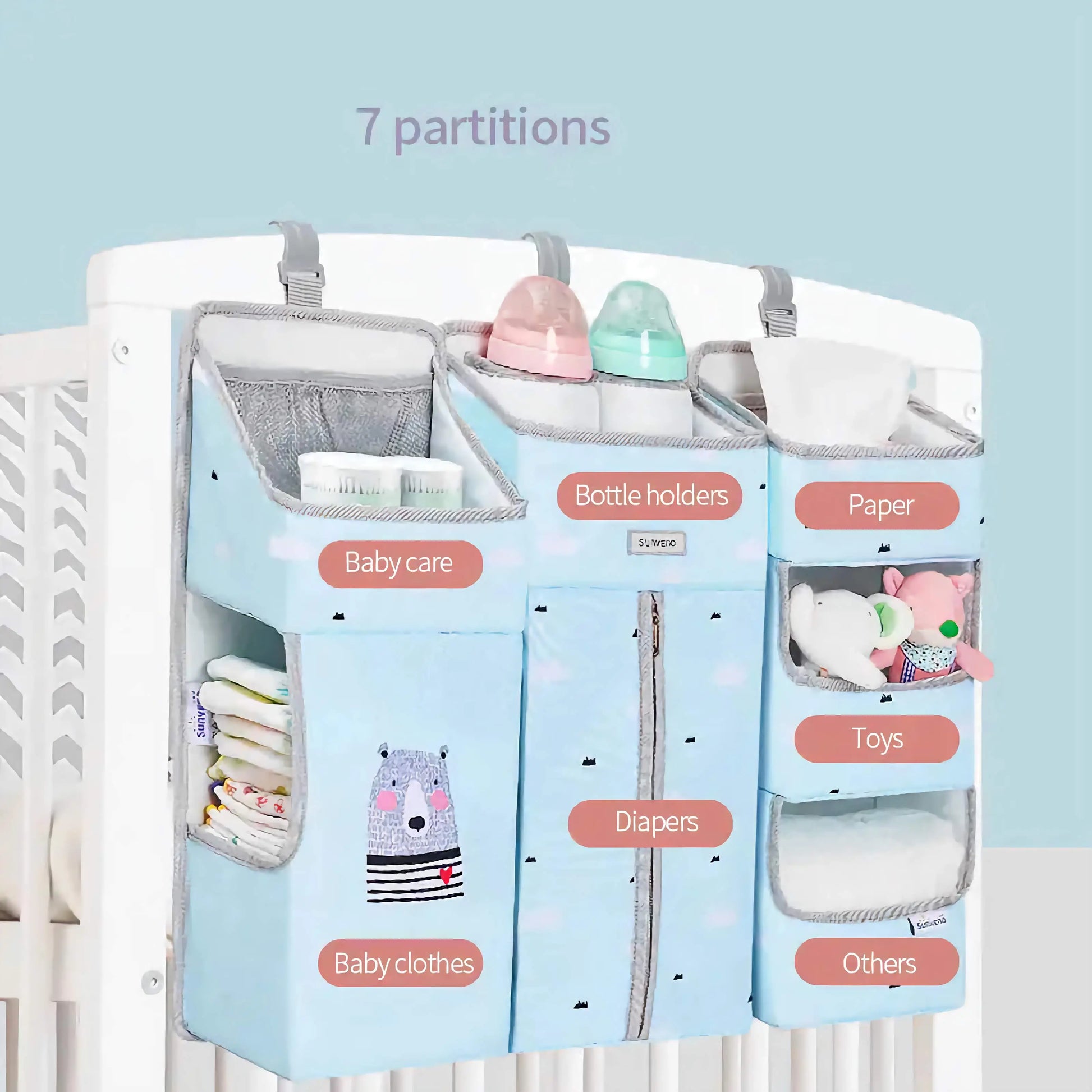 Hangende Opberg Organizer voor de Wiegenbox - Ruimtebesparende Opruimer voor Babykamer | Makkelijk te Bevestigen en Handig BabyEmpire